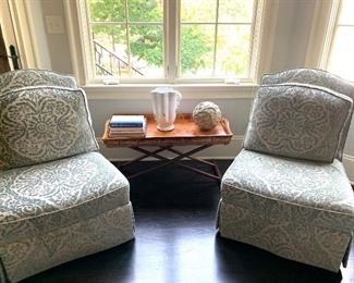 Pair of matching armless chairs