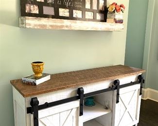 Barn door console table/cabinet, approx 5’6” wide
