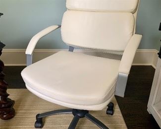White leather desk chair by Zou Modern Contemporary 