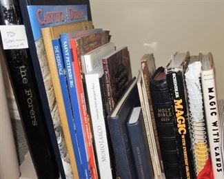 Selection of books: Fiction, non-fiction, travel, and bibles