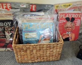 Selection of retro magazines: Playboy, Life and other gentleman