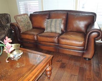 Leather sofa - excellent condition.  Coffee and side tables