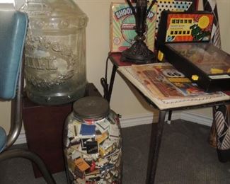 Large jars, matches, old child's table