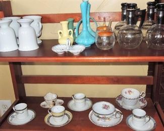 Cups and saucers, vases, retro kitchen