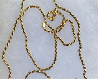 14k gold 20” rope neck chain