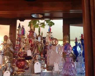 Collection of perfum bottles (many made in Egypt)