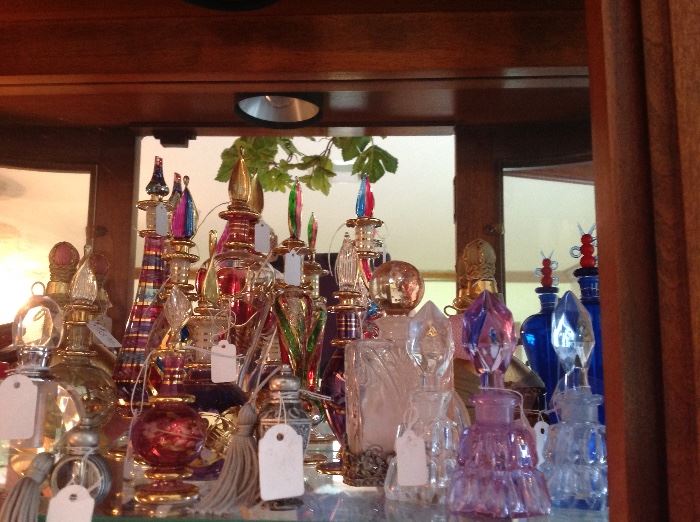 Collection of perfum bottles (many made in Egypt)