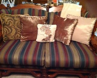 Love seat, throw and pillows