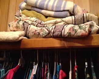 Vintage blankets, king size bedspread, ladies clothes ( including uniforms and night clothes