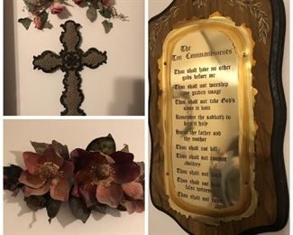 Cross, swags and "Our Father" plaque