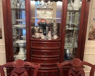 unique beautiful hutch with matching dining table and buffet table by Graebel