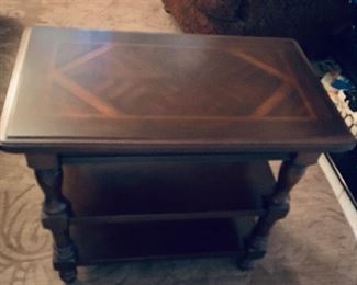 Wood Inlay End Table $45
