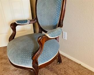 Antique wood carved parlor chair on casters $150