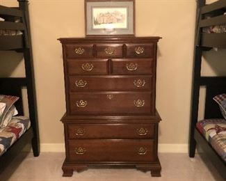 Ethan Allen Early American Tall Chest on Chest