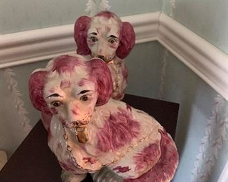 Staffordshire dogs, modern, pink accent