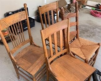 8 different oak kitchen chairs