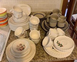 Several partial sets of dishes