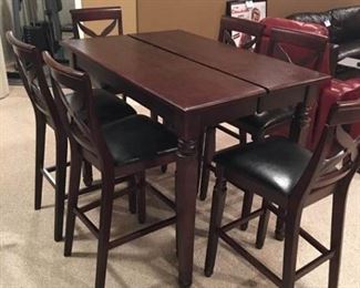 Convertible Pub Style Table and Six Chairs