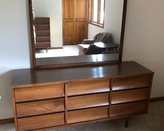 Mid-century dresser with mirror.