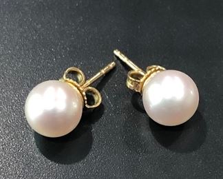 Item #1 - Mikimoto Pearl (8mm) 18K Gold Stud Earrings (Photo 1 of 1)