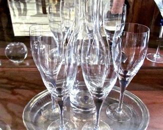 ORREFORS   SET OF 6 WINE GLASSES AND DECANTER