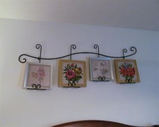 WALL HANGING WITH PRINTS AND NEEDLEPOINT 