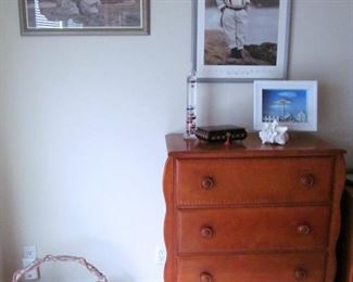 CHEST OF DRAWERS AND ARTWORK