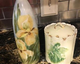 Hand painted Vase , Cracker jar