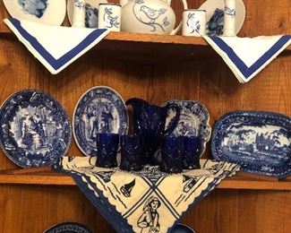 Cobalt blue pitcher set , Blue Wedgewood ironstone 