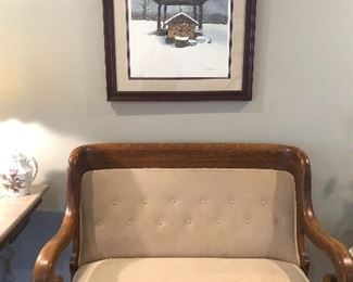 Mission oak style settee