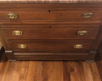 Walnut chest w marble top