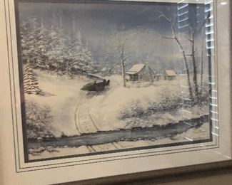 Snow scene Fred Thrasher  country Christmas 