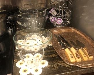 Glass Bundt dish , large glass measuring cup