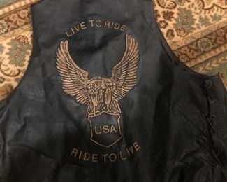 Vintage leather biker vest 