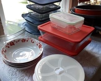 Covered Pyrex, Norfolk bowls