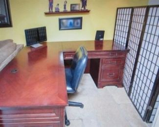 Desks, Chair,  Privacy Screen 