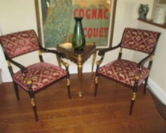 Stunning Pair Of Gold Accent Arm Chairs (Not table)