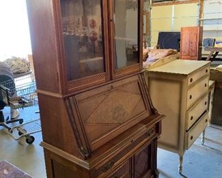 secretary wood and glass