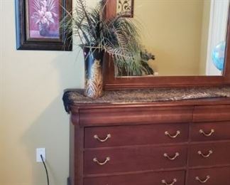 Dresser and mirror.  Dresser is 86" wide, 36" tall