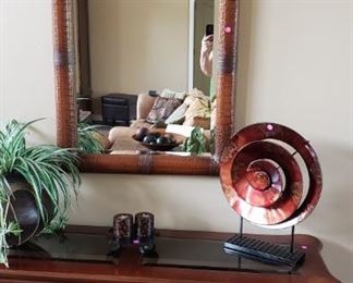 Sofa table 57" long, mirror, accessories.  Sofa table is $275