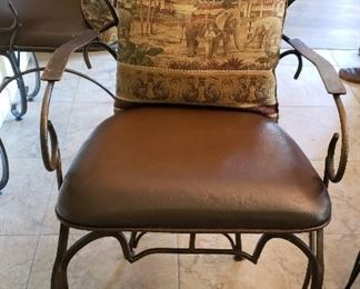 Bar stools are 40" tall from back to floor (3)  Iron /leather  Price of 3 bar stools  $525