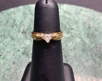 14K Heart Shaped Diamond Ring