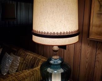 HUGE SIZE..PAIR of BLUE 60-70's ERA LAMPS