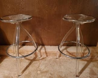 VINTAGE CHROME AND LUCITE BARSTOOLS--REALLY COOL