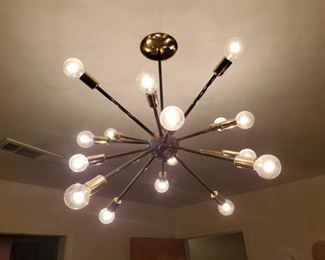 VINTAGE MCM STARBURST SPUTNIK CHROME CEILING FIXTURE