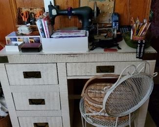 SEWING ITEMS ...ANTIQUE SEARS SEWING MACHINE...DESK