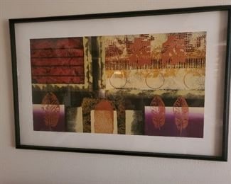 SIGNED GENE POOLE "COPPER LEAVES" FRAMED ART 