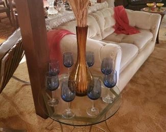 TALL BLENKO VASE....GLASS TOP TABLE