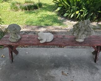 CONCRETE MUSHROOM, FROG, FRUIT BASKET