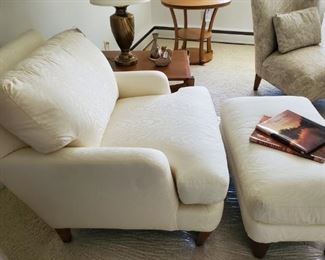 Century custom gorgeous cream loose pillow chair & ottoman  